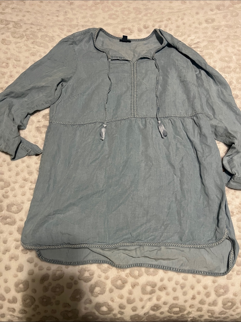 J. Jill Light Blue Long-Sleeve Peasant Blouse